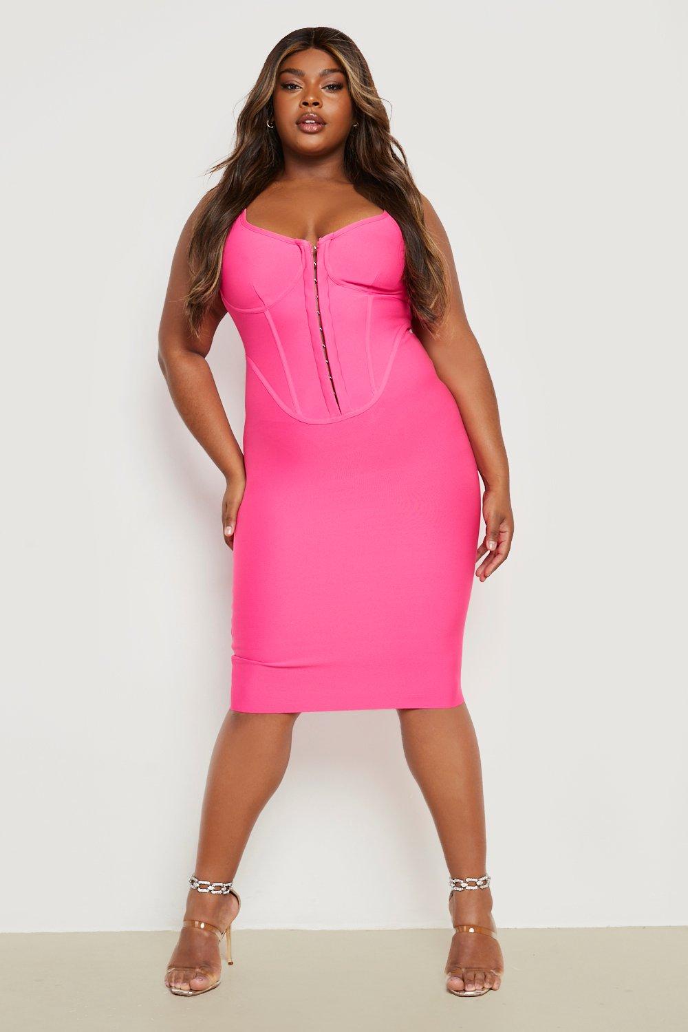 Boohoo neon 2024 pink dress